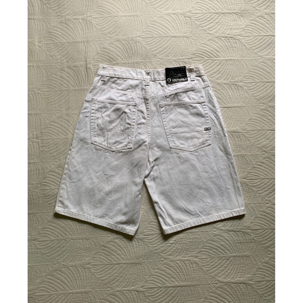 VTG Y2K Southpole white Jean Shorts Sz 36 classic streetwear grunge Jnco like - Picture 3 of 5